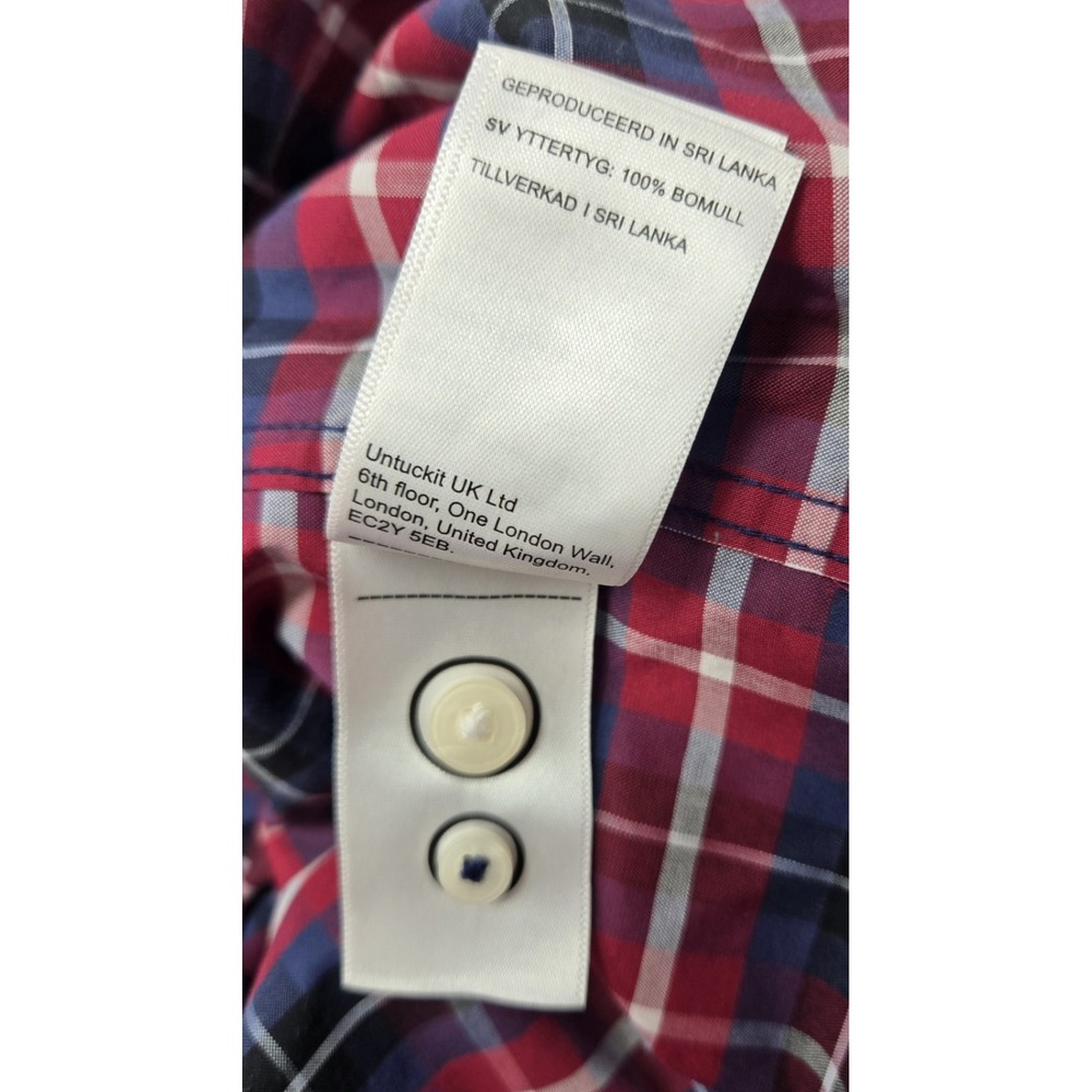 UNTUCKit Shirt Mens L Red Plaid Button Down Wentzel-WF Long Sleeve Slim Fit‎ - Picture 6 of 6